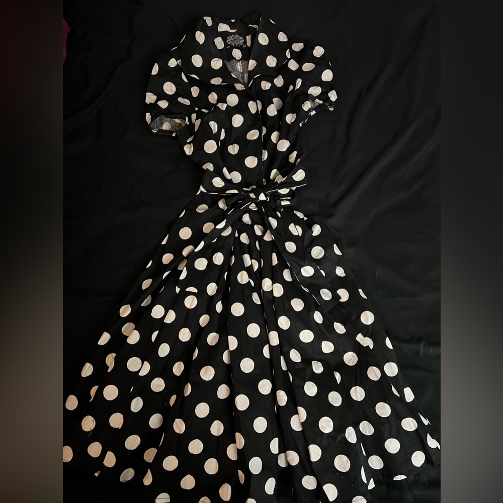 Hearts & Roses black and white pinup swing dress with crinoline